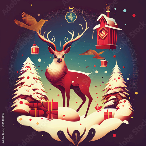 Abstract new year and christmas  illustration 2023