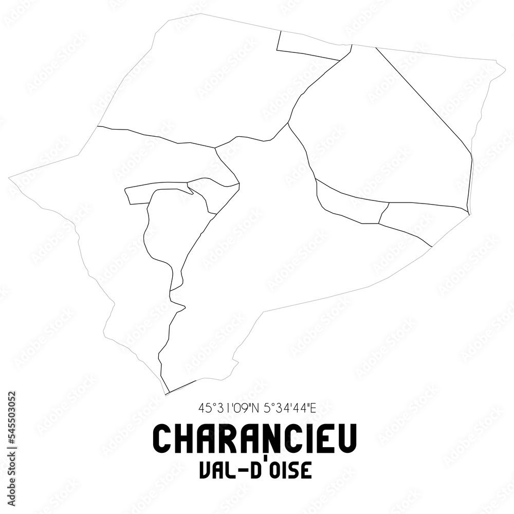 CHARANCIEU Val-d'Oise. Minimalistic street map with black and white lines.