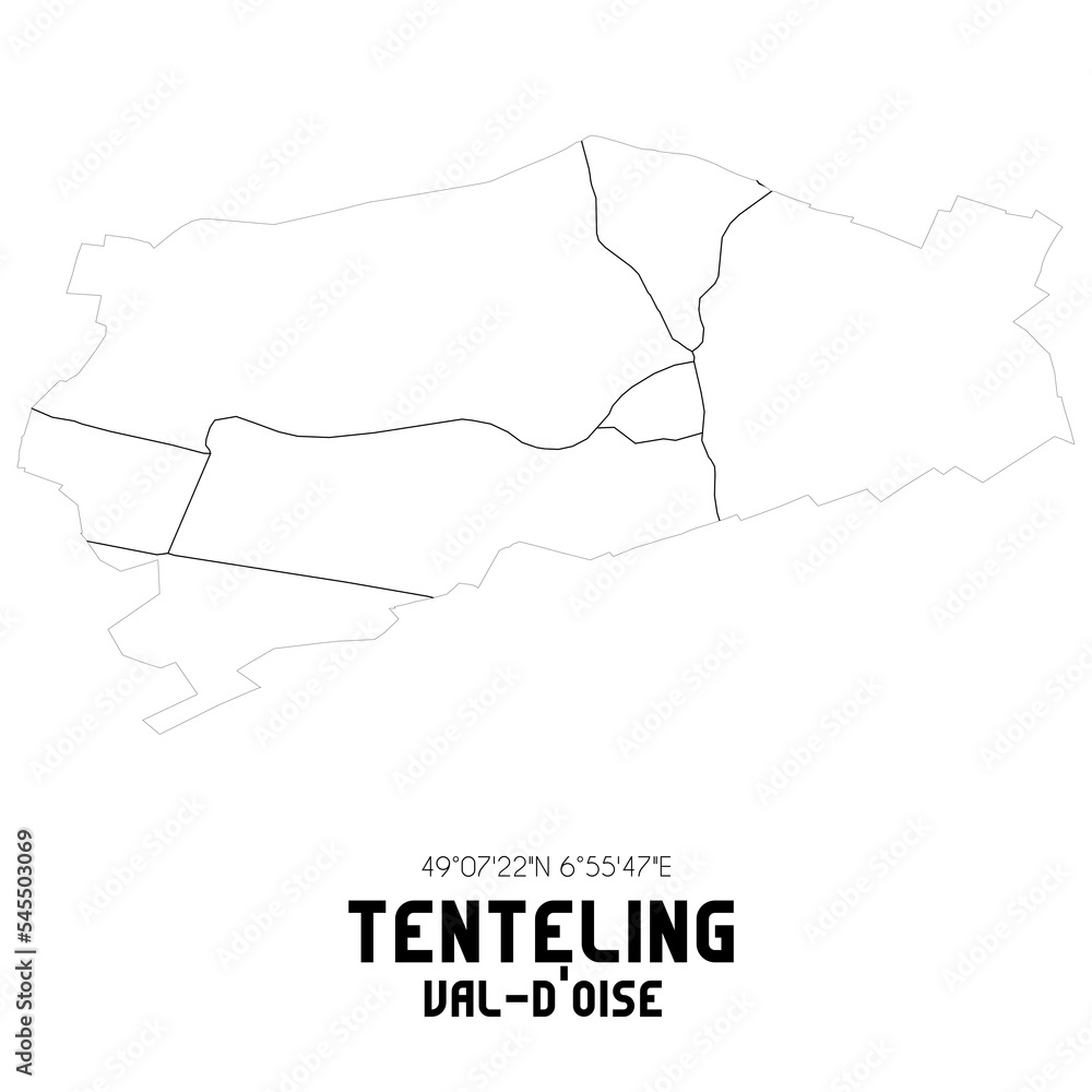 TENTELING Val-d'Oise. Minimalistic street map with black and white lines. TENTELING Val-d'Oise. Minimalistic street map with black and white lines.
