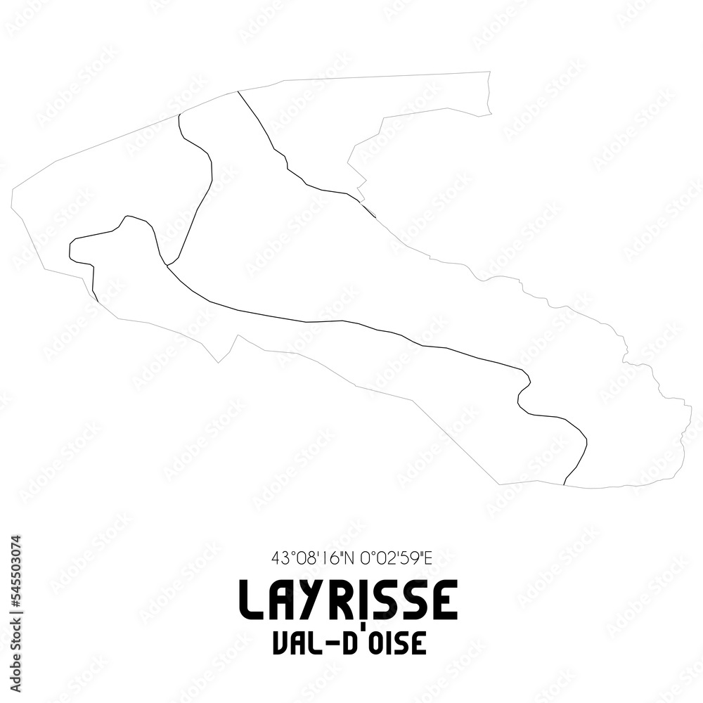 LAYRISSE Val-d'Oise. Minimalistic street map with black and white lines.