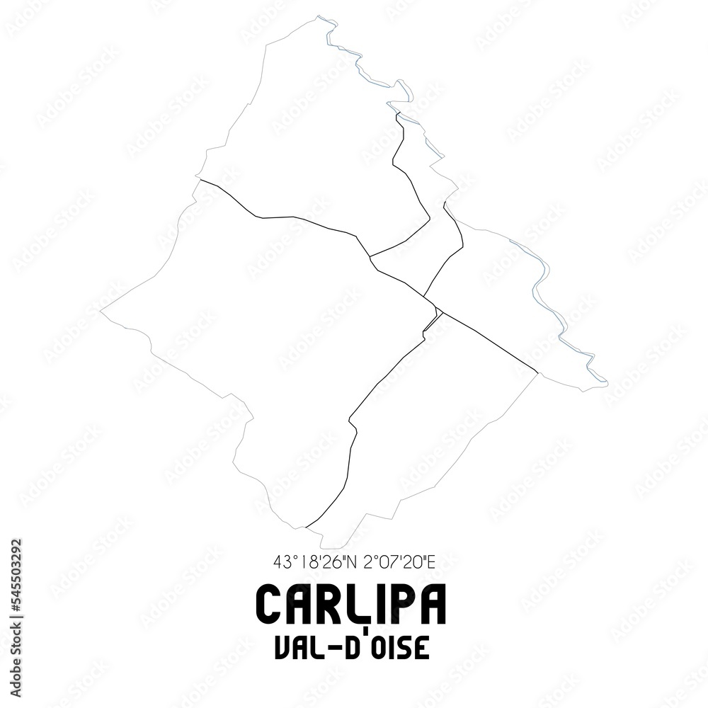 CARLIPA Val-d'Oise. Minimalistic street map with black and white lines. CARLIPA Val-d'Oise. Minimalistic street map with black and white lines.