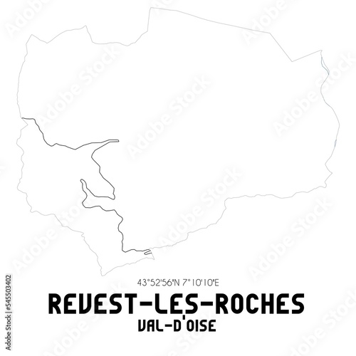 REVEST-LES-ROCHES Val-d'Oise. Minimalistic street map with black and white lines.