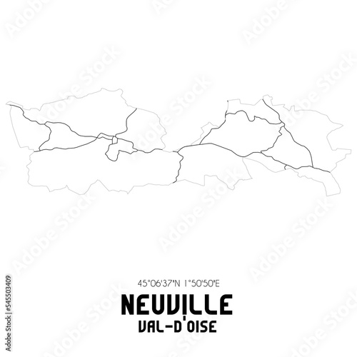 NEUVILLE Val-d'Oise. Minimalistic street map with black and white lines.