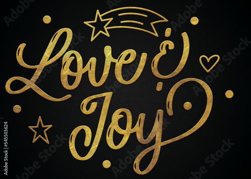 Love and joy golden calligraphy design banner