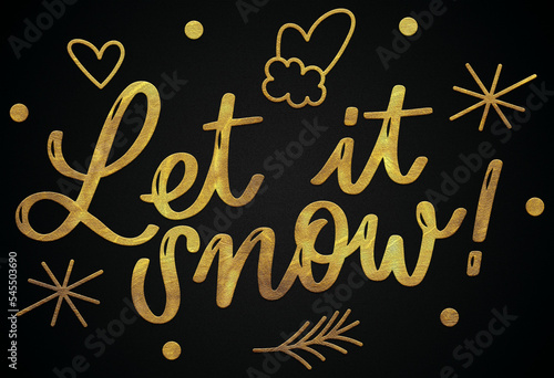 Let it snow golden calligraphy design banner