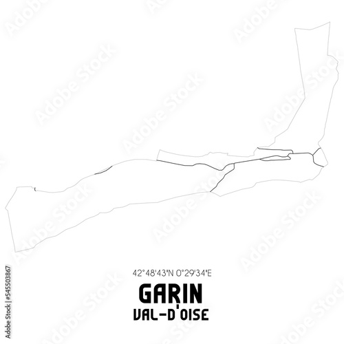 GARIN Val-d'Oise. Minimalistic street map with black and white lines. photo