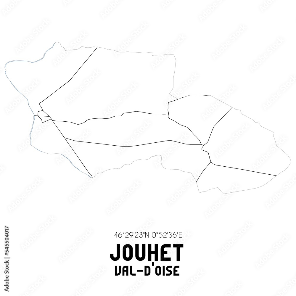 JOUHET Val-d'Oise. Minimalistic street map with black and white lines. JOUHET Val-d'Oise. Minimalistic street map with black and white lines.