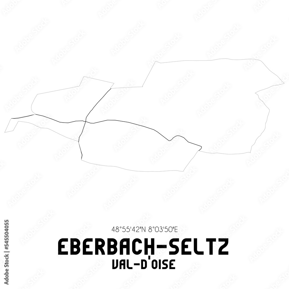 EBERBACH-SELTZ Val-d'Oise. Minimalistic street map with black and white lines. EBERBACH-SELTZ Val-d'Oise. Minimalistic street map with black and white lines.