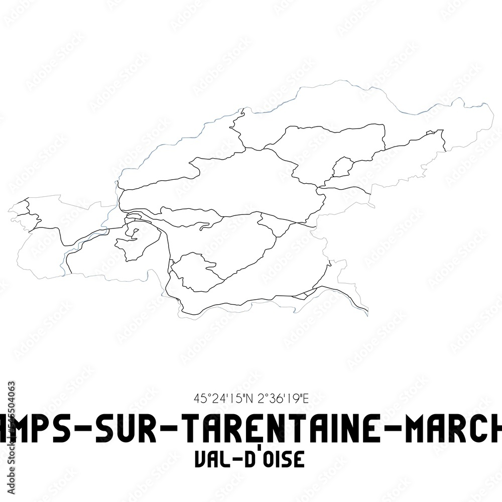 CHAMPS-SUR-TARENTAINE-MARCHAL Val-d'Oise. Minimalistic street map with black and white lines.