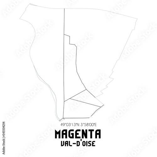 MAGENTA Val-d Oise. Minimalistic street map with black and white lines.