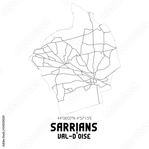 SARRIANS Val-d'Oise. Minimalistic street map with black and white lines.