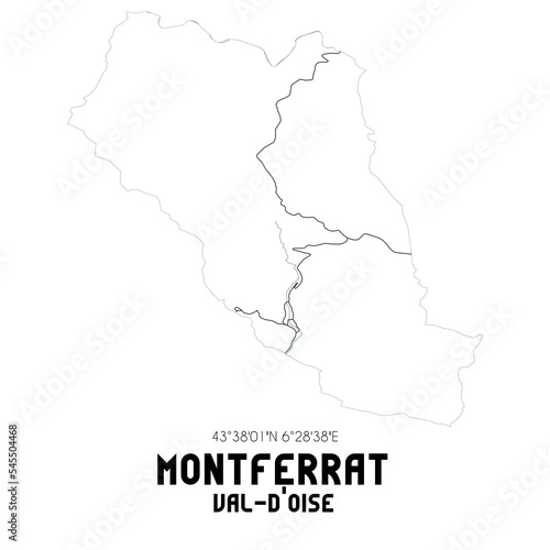 MONTFERRAT Val-d Oise. Minimalistic street map with black and white lines.