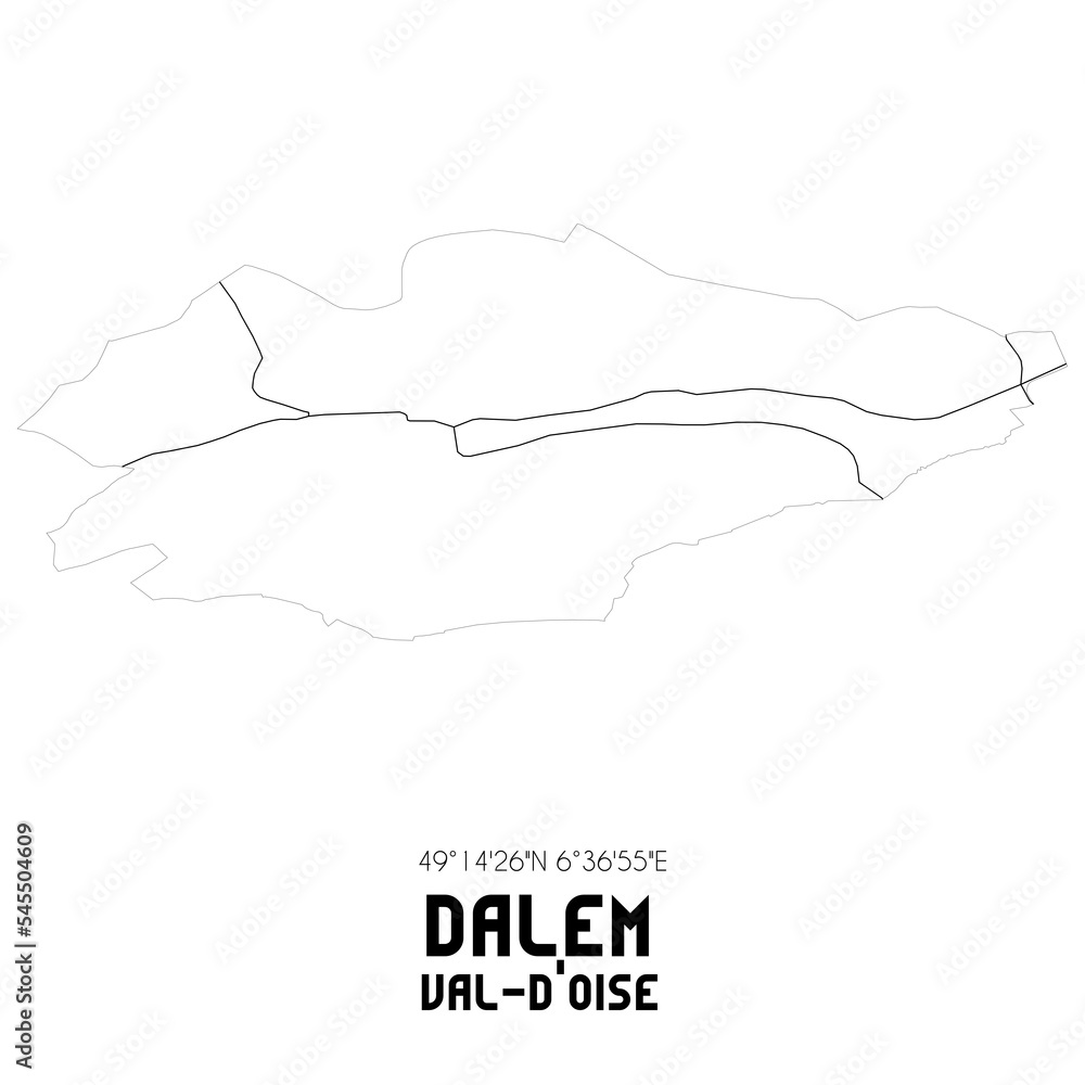 DALEM Val-d'Oise. Minimalistic street map with black and white lines. DALEM Val-d'Oise. Minimalistic street map with black and white lines.