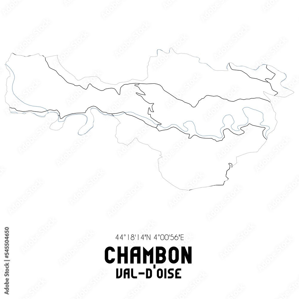 CHAMBON Val-d'Oise. Minimalistic street map with black and white lines. CHAMBON Val-d'Oise. Minimalistic street map with black and white lines.