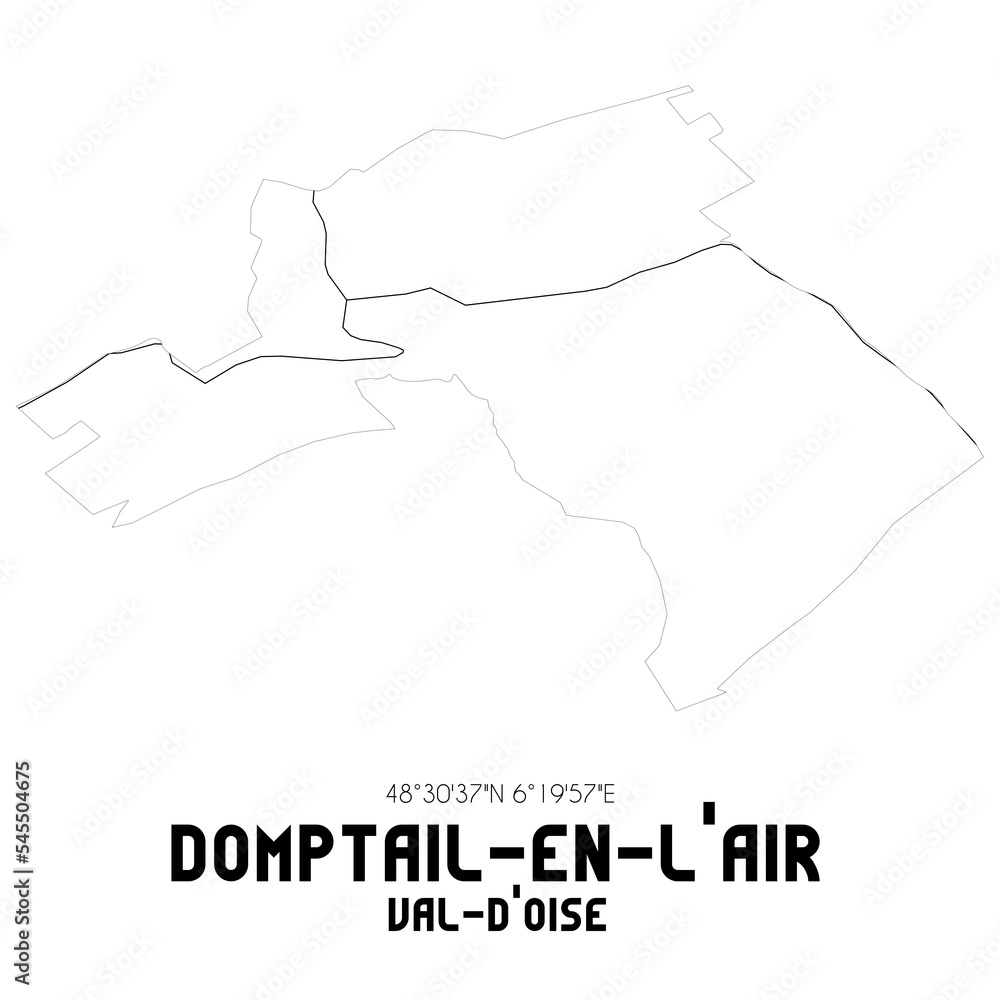 DOMPTAIL-EN-L'AIR Val-d'Oise. Minimalistic street map with black and white lines.