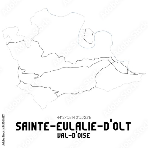 SAINTE-EULALIE-D OLT Val-d Oise. Minimalistic street map with black and white lines.