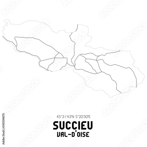 SUCCIEU Val-d Oise. Minimalistic street map with black and white lines.
