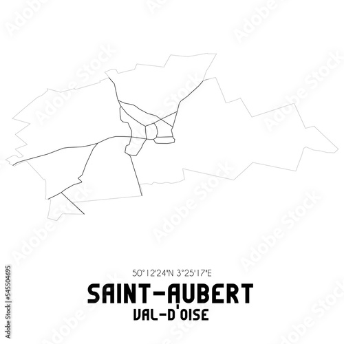 SAINT-AUBERT Val-d'Oise. Minimalistic street map with black and white lines.