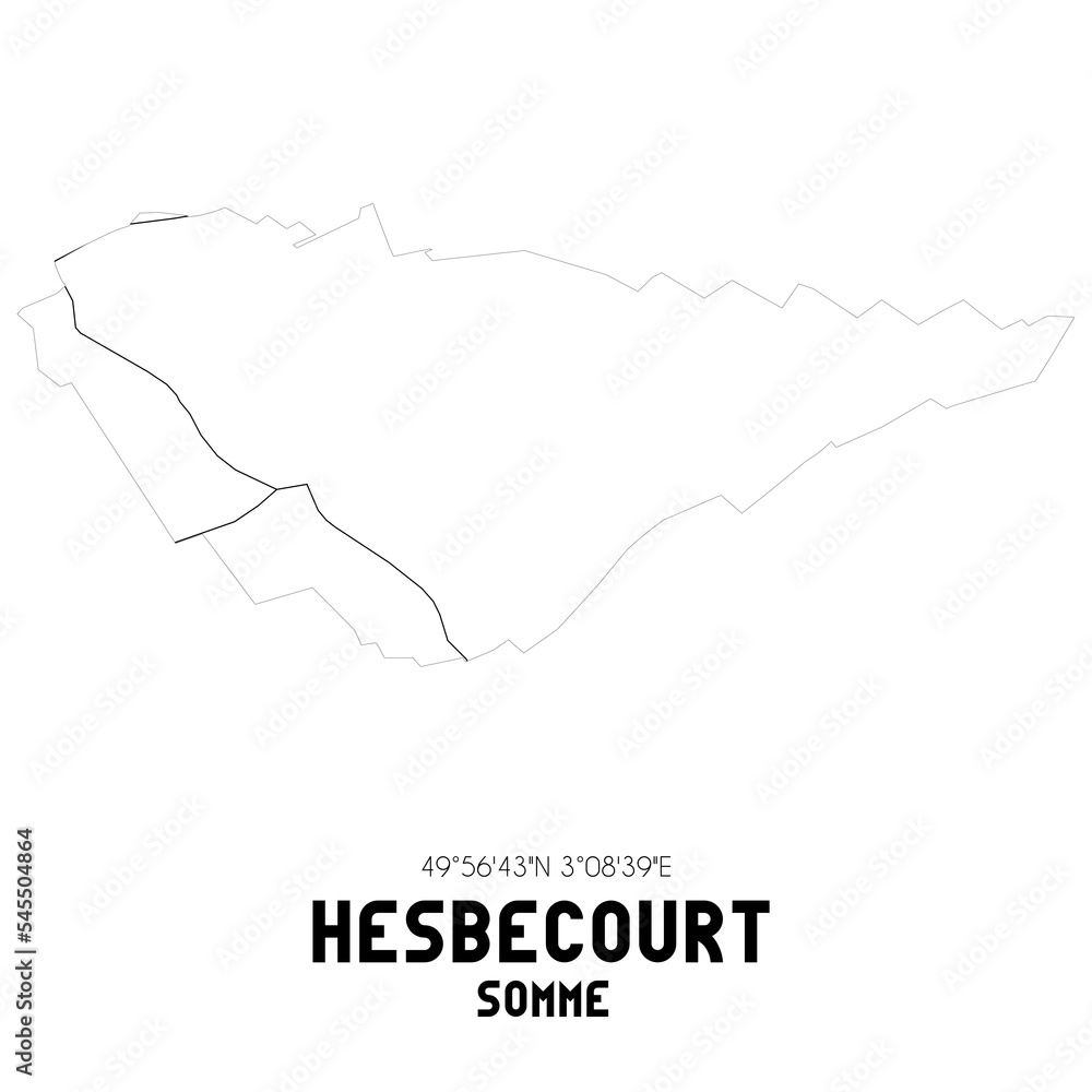 HESBECOURT Somme. Minimalistic street map with black and white lines. HESBECOURT Somme. Minimalistic street map with black and white lines.