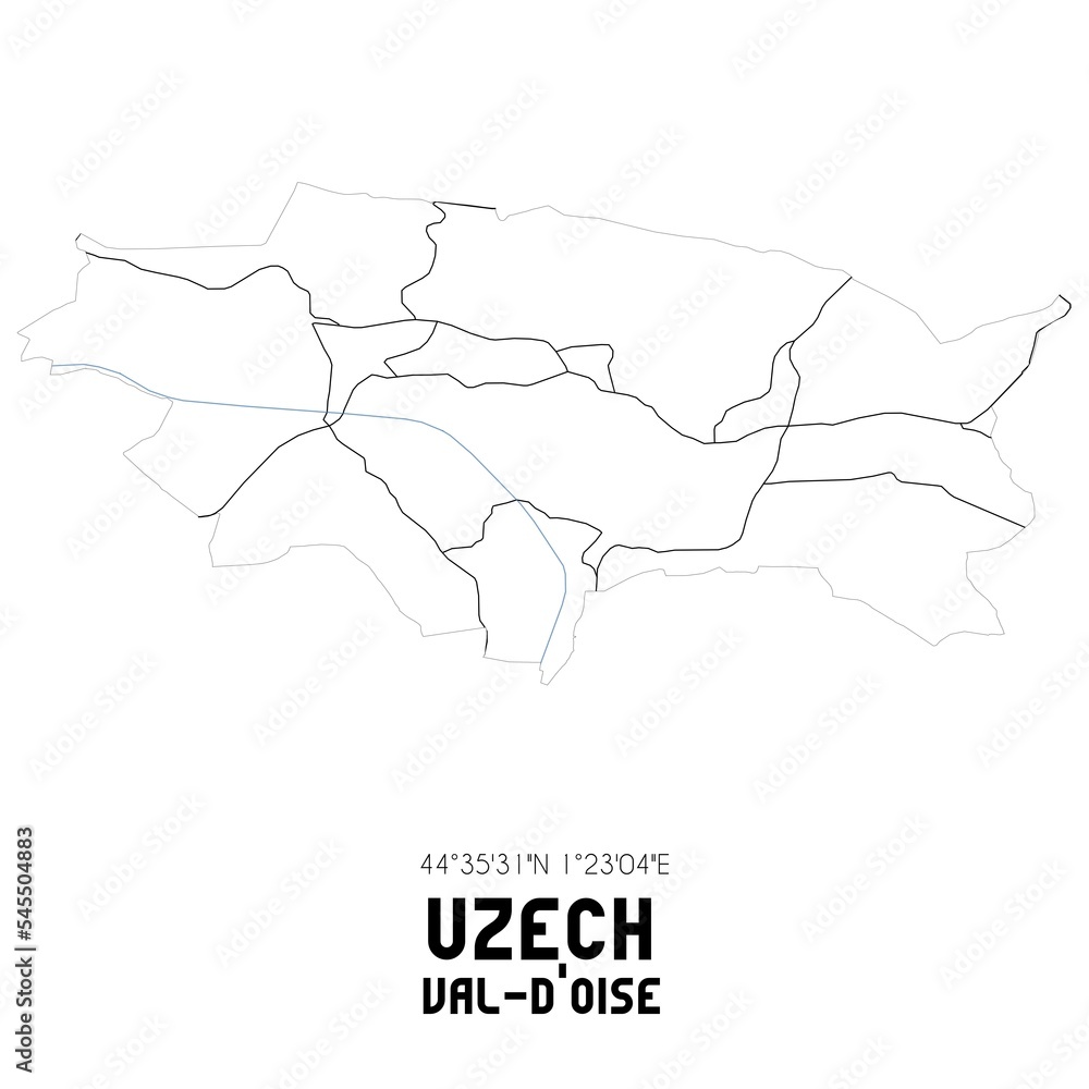 UZECH Val-d'Oise. Minimalistic street map with black and white lines.