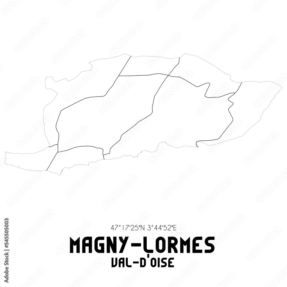 MAGNY-LORMES Val-d'Oise. Minimalistic street map with black and white lines.