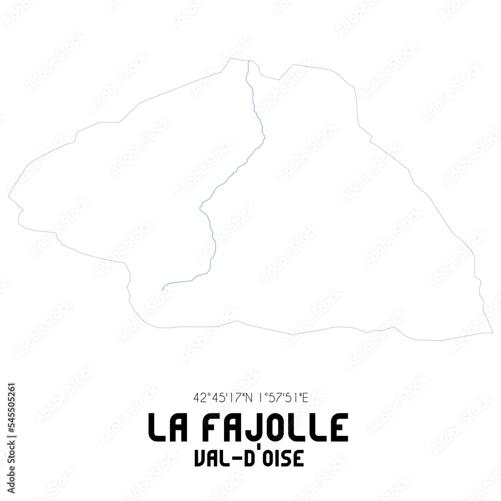 LA FAJOLLE Val-d'Oise. Minimalistic street map with black and white lines.
