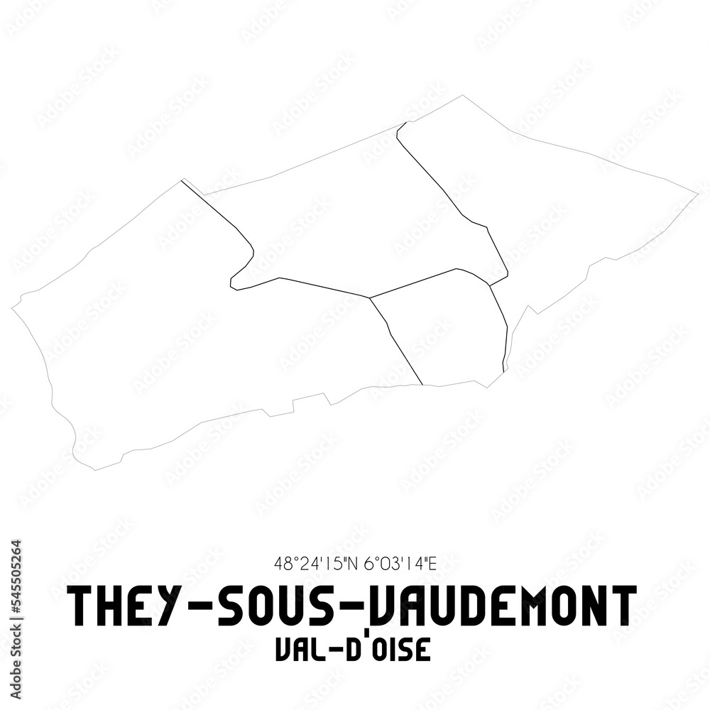 THEY-SOUS-VAUDEMONT Val-d'Oise. Minimalistic street map with black and white lines. THEY-SOUS-VAUDEMONT Val-d'Oise. Minimalistic street map with black and white lines.