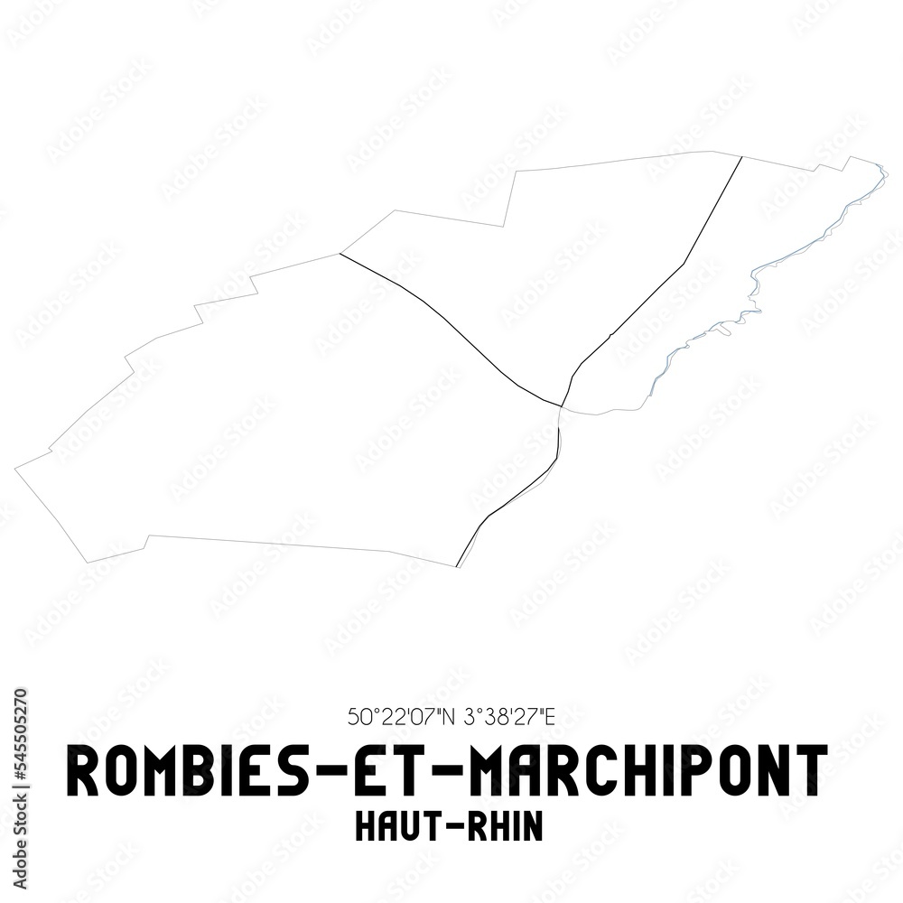 ROMBIES-ET-MARCHIPONT Haut-Rhin. Minimalistic street map with black and white lines. ROMBIES-ET-MARCHIPONT Haut-Rhin. Minimalistic street map with black and white lines.