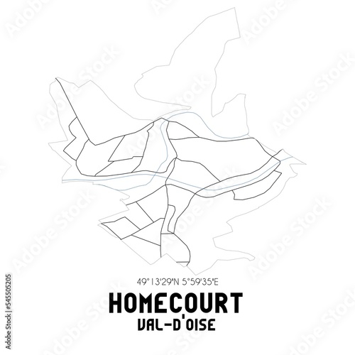 HOMECOURT Val-d Oise. Minimalistic street map with black and white lines.
