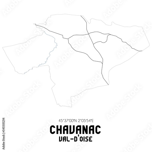 CHAVANAC Val-d'Oise. Minimalistic street map with black and white lines.