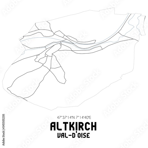 ALTKIRCH Val-d'Oise. Minimalistic street map with black and white lines.