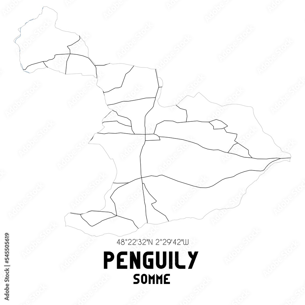 PENGUILY Somme. Minimalistic street map with black and white lines.
