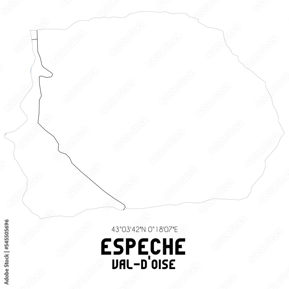 ESPECHE Val-d'Oise. Minimalistic street map with black and white lines.