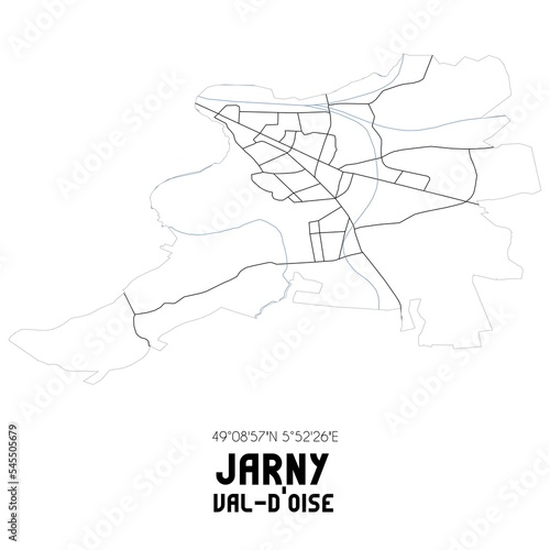 JARNY Val-d'Oise. Minimalistic street map with black and white lines.