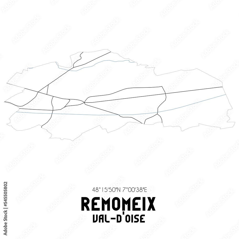 Obraz premium REMOMEIX Val-d'Oise. Minimalistic street map with black and white lines.