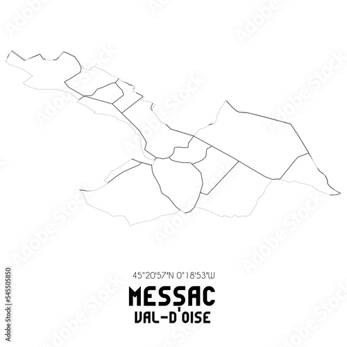 MESSAC Val-d'Oise. Minimalistic street map with black and white lines.