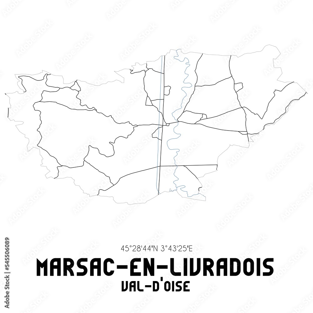MARSAC-EN-LIVRADOIS Val-d'Oise. Minimalistic street map with black and white lines.