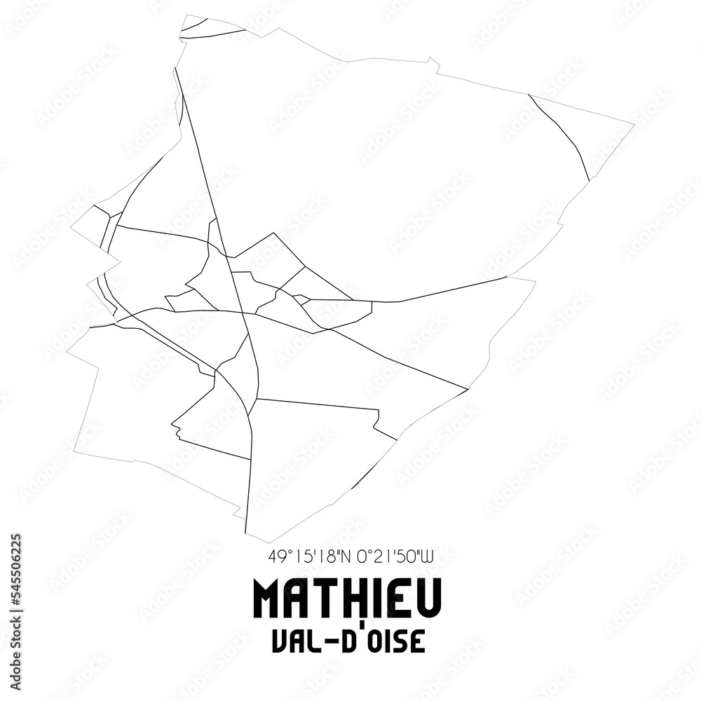 MATHIEU Val-d'Oise. Minimalistic street map with black and white lines.
