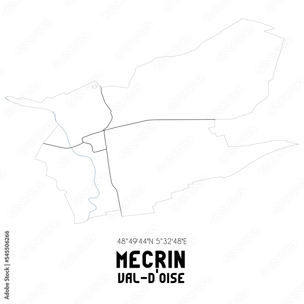 MECRIN Val-d'Oise. Minimalistic street map with black and white lines.