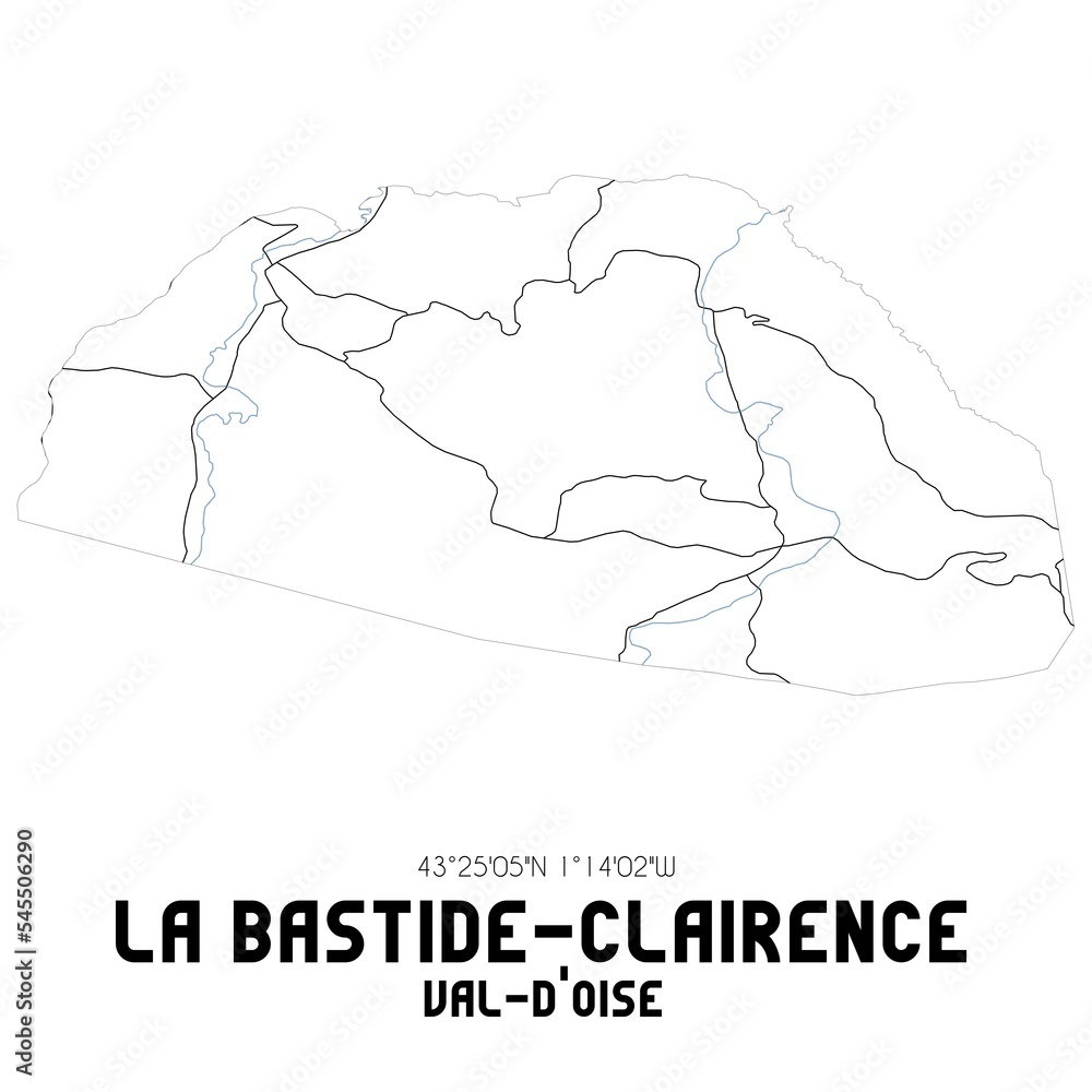 LA BASTIDE-CLAIRENCE Val-d'Oise. Minimalistic street map with black and white lines.