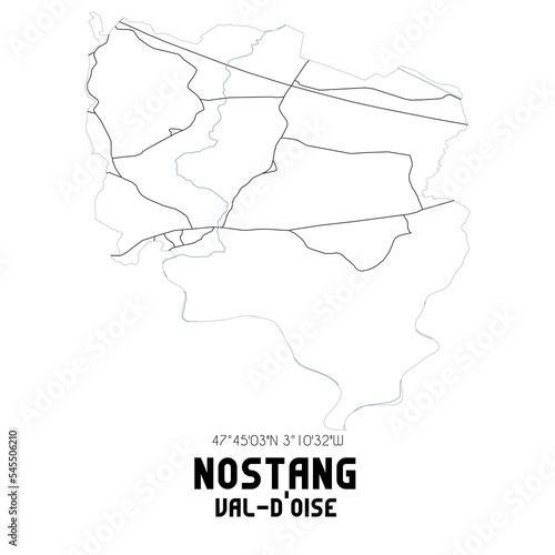 NOSTANG Val-d'Oise. Minimalistic street map with black and white lines.