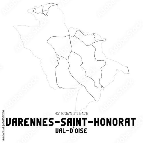 VARENNES-SAINT-HONORAT Val-d Oise. Minimalistic street map with black and white lines.