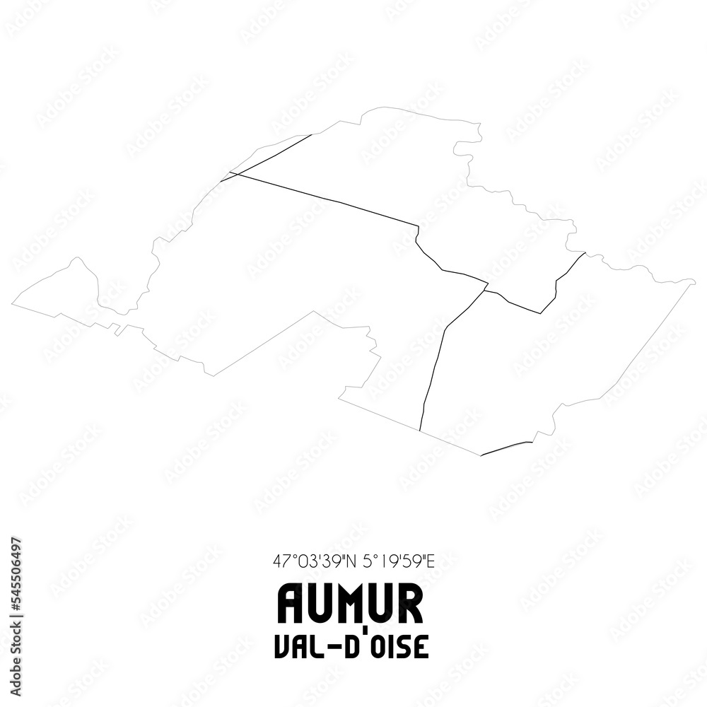 AUMUR Val-d'Oise. Minimalistic street map with black and white lines.