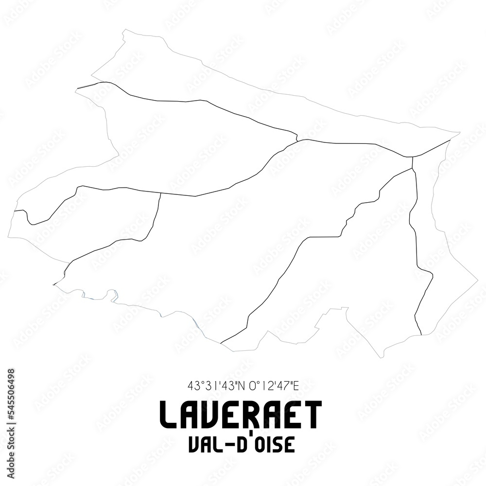 LAVERAET Val-d'Oise. Minimalistic street map with black and white lines.