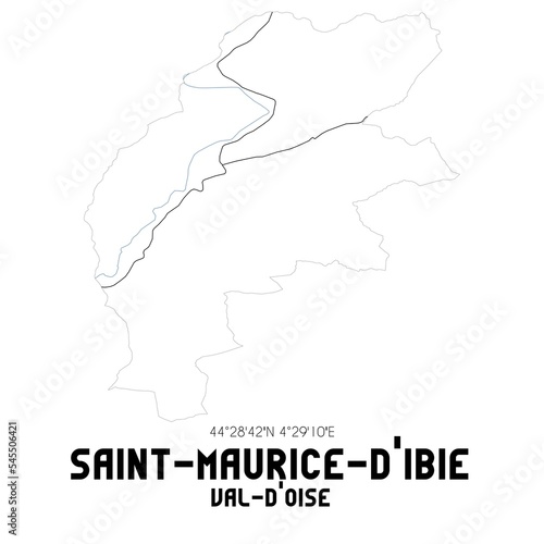 SAINT-MAURICE-D'IBIE Val-d'Oise. Minimalistic street map with black and white lines.