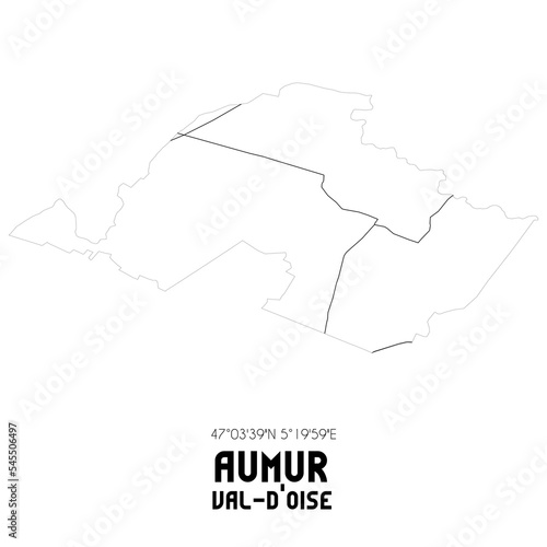 AUMUR Val-d Oise. Minimalistic street map with black and white lines.