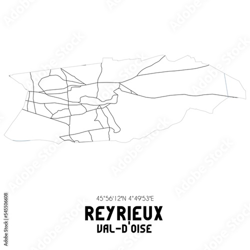 REYRIEUX Val-d'Oise. Minimalistic street map with black and white lines.