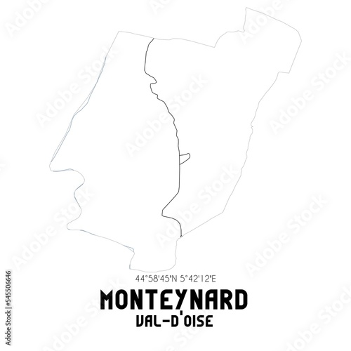 MONTEYNARD Val-d'Oise. Minimalistic street map with black and white lines.