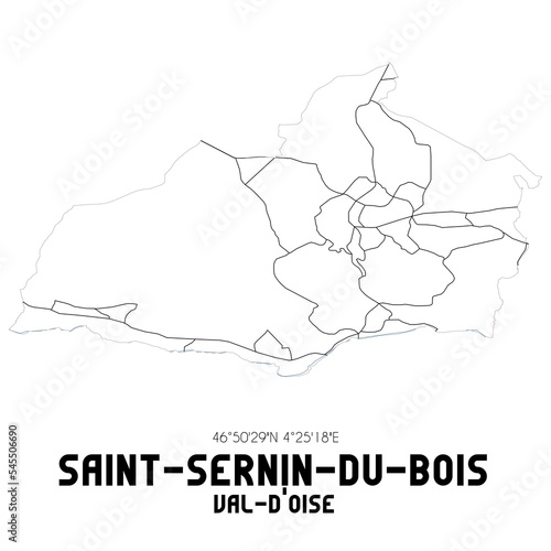 SAINT-SERNIN-DU-BOIS Val-d'Oise. Minimalistic street map with black and white lines.