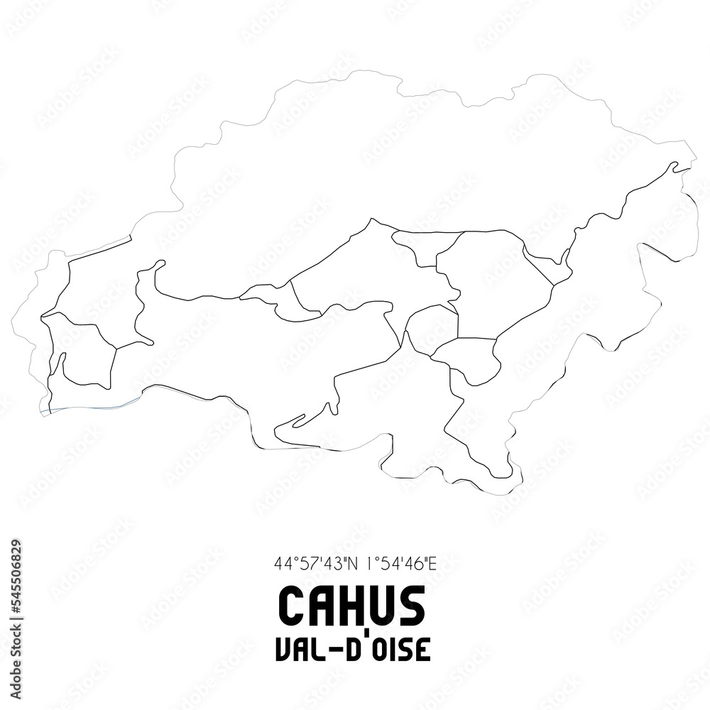 CAHUS Val-d'Oise. Minimalistic street map with black and white lines.